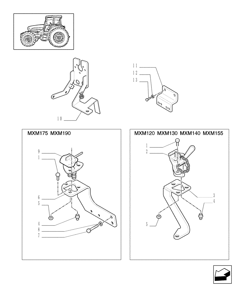 Схема запчастей Case IH MXM120 - (1.68.6/03[12]) - (VAR.385/2) TRAILER AIR BRAKE ITALY - BRACKETS - C5766 (05) - REAR AXLE