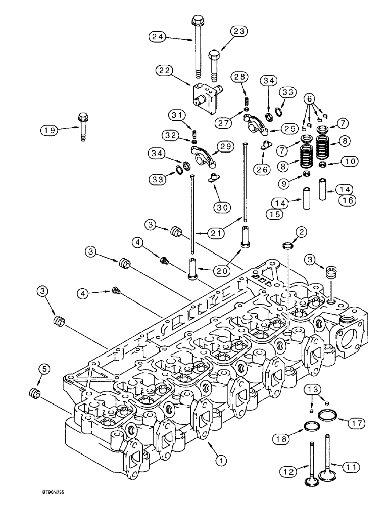 Схема запчастей Case IH 6591TA - (2-32) - CYLINDER HEAD AND VALVE MECHANISM, 6T-590 AND 6TA-590 EMISSIONS CERTIFIED ENGINE 