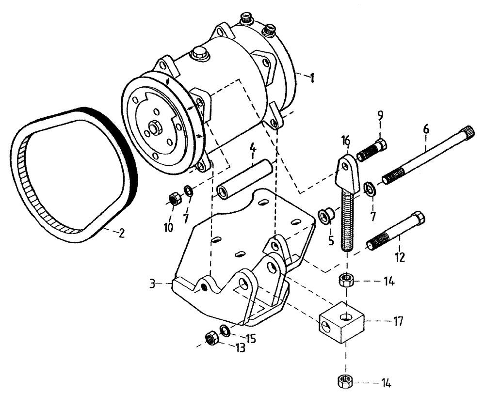 Схема запчастей Case IH 7700 - (A06[25A]) - AIR CONDITIONER COMPRESSOR/MOUNT/BELT {6CT} Mainframe & Functioning Components