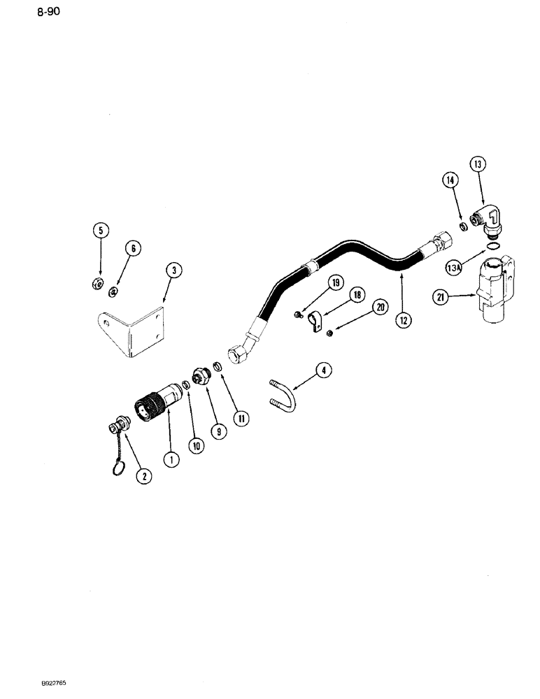 Схема запчастей Case IH 7120 - (8-90) - HYDRAULIC MOTOR OIL RETURN ATTACHMENT, TRANSMISSION SERIAL NUMBER AJB0018756 THROUGH AJB0044914 (08) - HYDRAULICS
