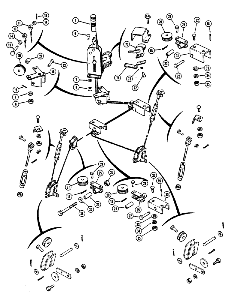 Схема запчастей Case IH 1175 - (125A) - PARKING BRAKE, USED WITH POWER BRAKES, USED PRIOR TO TRACTOR SERIAL NUMBER 8715247 (07) - BRAKES