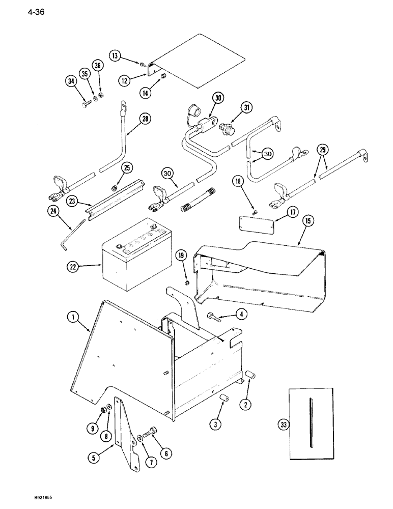 Схема запчастей Case IH 7120 - (4-36) - BATTERY, BATTERY BOX AND CABLES, POST TYPE CABLES (04) - ELECTRICAL SYSTEMS