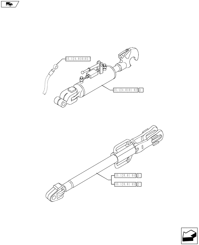 Схема запчастей Case IH PUMA 200 - (35.124.0101[01]) - HYDRAULIC TOP LINK FOR ALL LINKAGE OPTIONS - HYD. LIFT ROD AND TOP LINK (VAR.728237) (35) - HYDRAULIC SYSTEMS