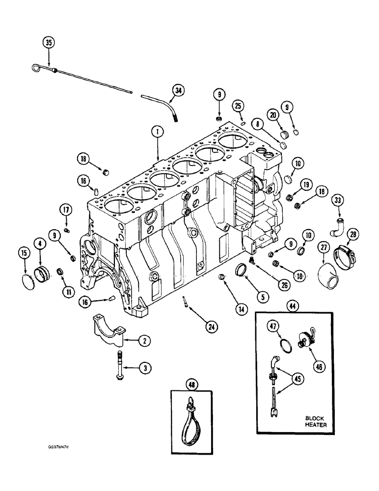 Схема запчастей Case IH 1660 - (2-36) - CYLINDER BLOCK, 6T-830 ENGINE, SIX PISTON COOLING NOZZLES (01) - ENGINE