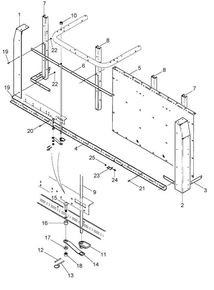 Схема запчастей Case IH CPX420 - (09D-03) - LID - BASKET - REAR WALL (16) - BASKET