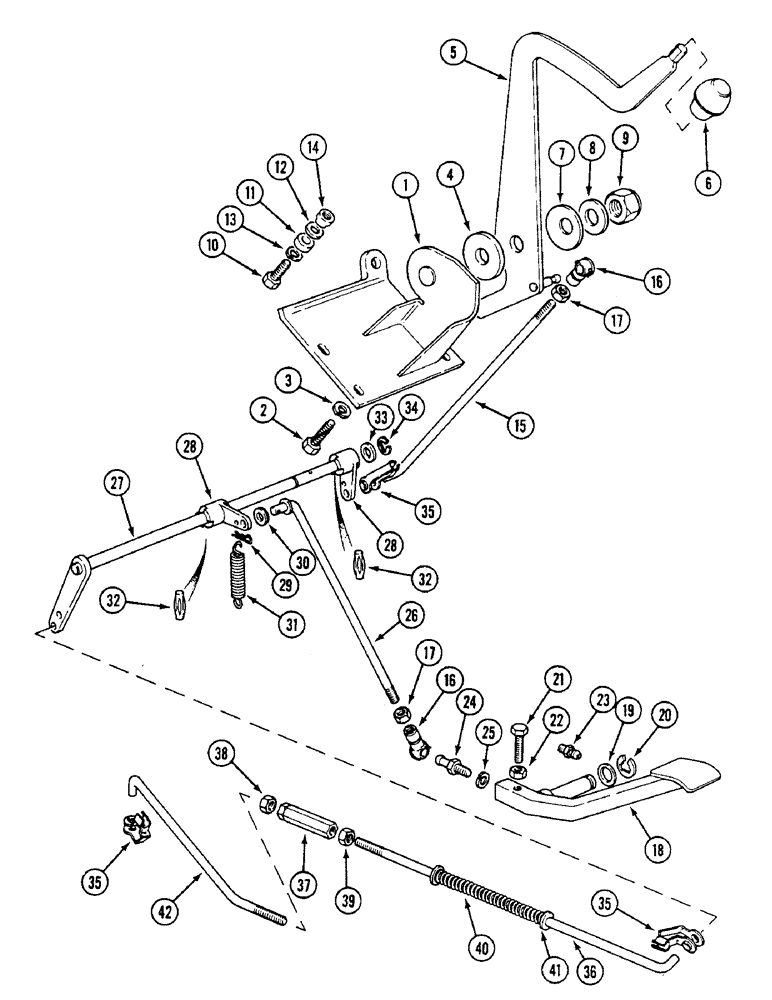 Схема запчастей Case IH 1494 - (3-038) - THROTTLE CONTROLS, TRACTORS WITHOUT CAB (03) - FUEL SYSTEM