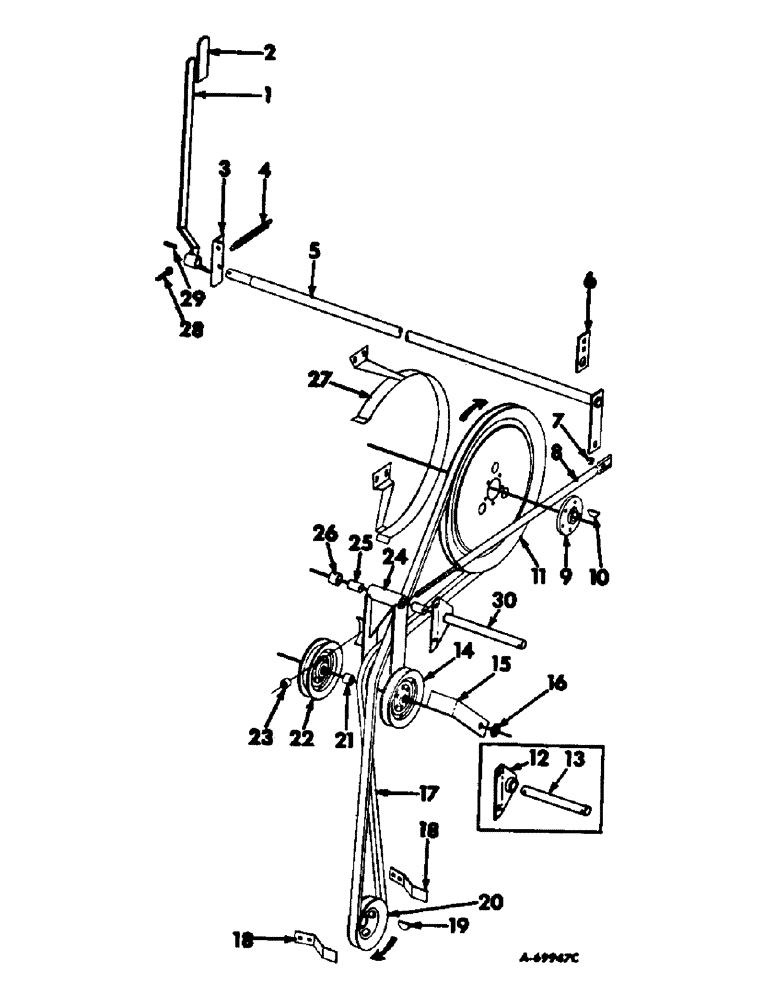 Схема запчастей Case IH 503 - (166) - GRAIN TANK UNLOADER AUGER DRIVE, RUBBER MAIN WHEELS NOT TRACK (80) - CROP STORAGE/UNLOADING