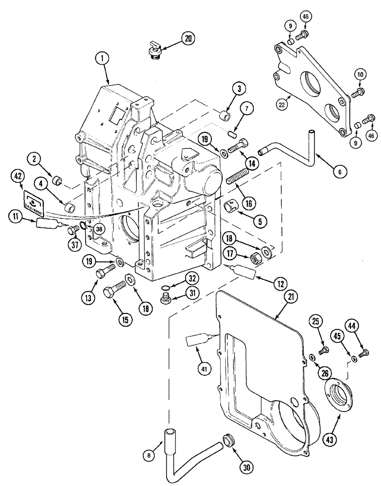 Схема запчастей Case IH MX90C - (06-25) - P.T.O. HOUSING AND OIL BAFFLE, N.A. ONLY (06) - POWER TRAIN