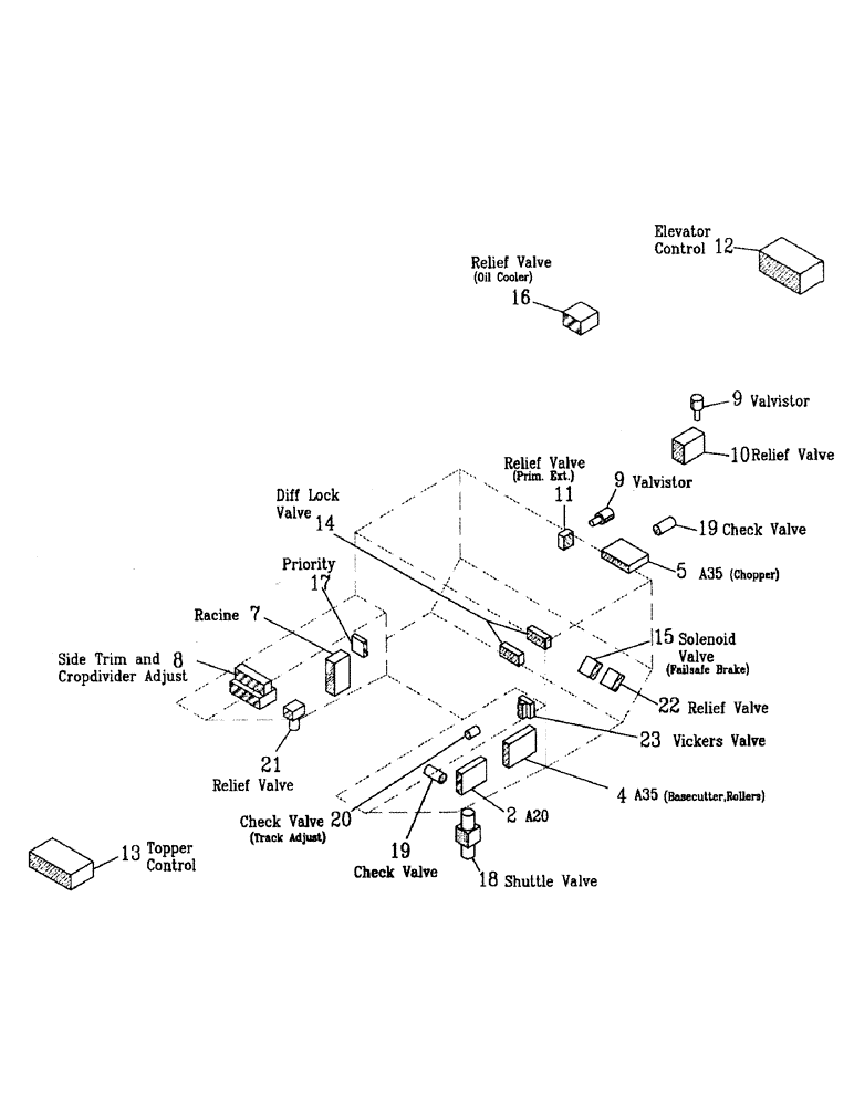 Схема запчастей Case IH 7700 - (B01-07) - HYDRAULIC VALVES Hydraulic Components & Circuits