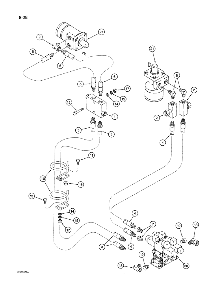 Схема запчастей Case IH 1350 - (8-28) - HYDRAULIC SYSTEM, 1350 SELF CONTAINED HYDRAULICS (07) - HYDRAULICS