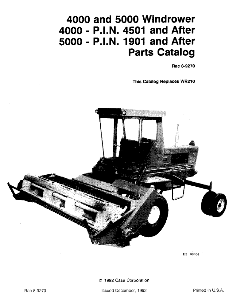 Схема запчастей Case IH 5000 - (1-01) - 4000 AND 5000 WINDROWER, 4000-P.I.N. 4501 AND AFTER 5000-P.I.N. 1901 AND AFTER PARTS CATALOG (00) - PICTORIAL INDEX