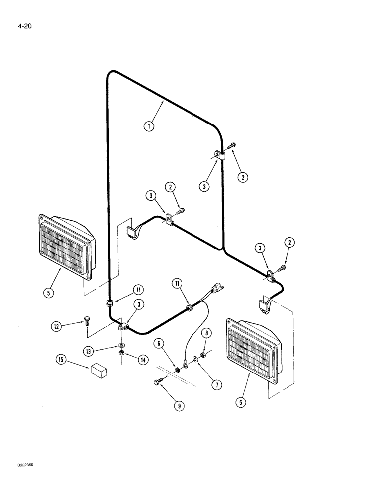 Схема запчастей Case IH 9230 - (4-020) - FRONT HEADLAMP HARNESS (04) - ELECTRICAL SYSTEMS