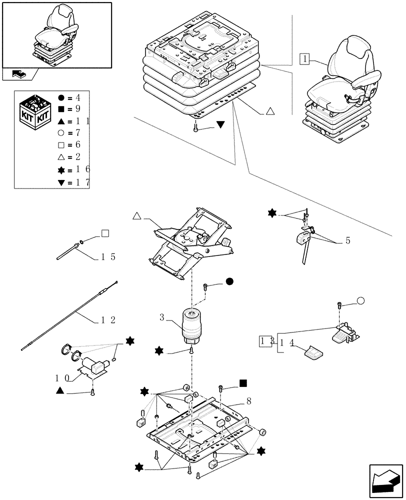 Схема запчастей Case IH MAXXUM 115 - (1.93.3/ A[05]) - DELUXE SEAT WITH AIR SUSPENSION, BELT AND SWITCH - BREAKDOWN (10) - OPERATORS PLATFORM/CAB