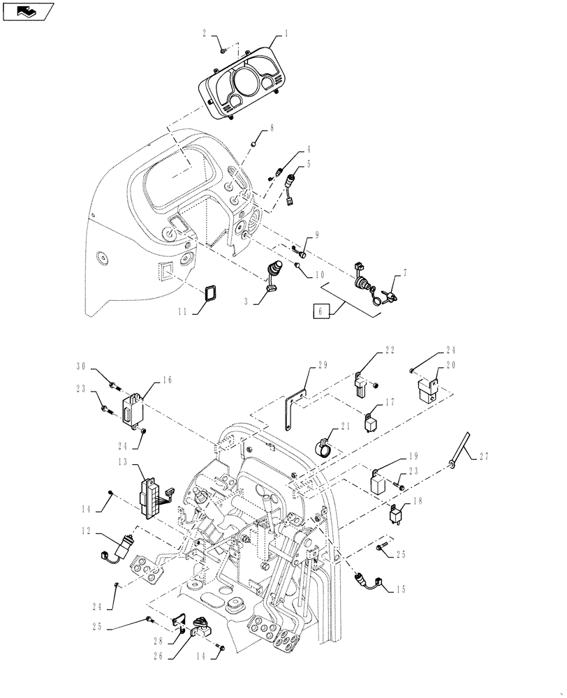 Схема запчастей Case IH FARMALL 50B - (55.418.01) - METER PANEL - 16X16 (55) - ELECTRICAL SYSTEMS