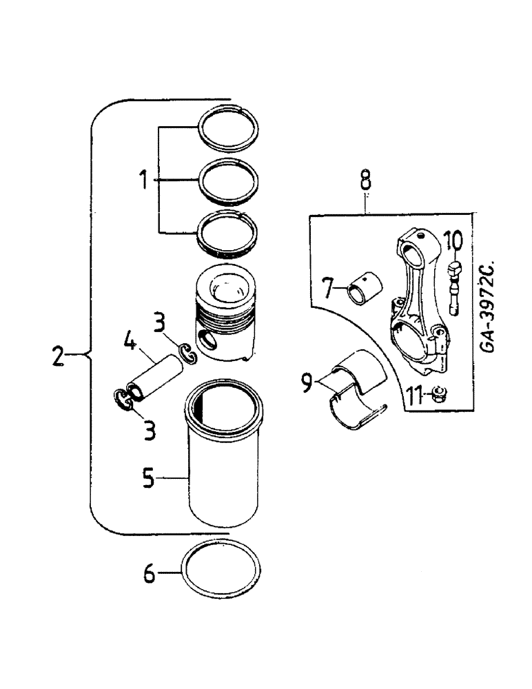 Схема запчастей Case IH D-268 - (04-05) - PISTON AND CYLINDER SLEEVE 