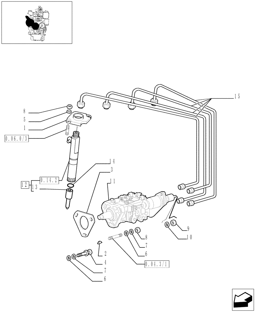 Схема запчастей Case IH JX90 - (0.14.0/02[01]) - INJECTION PUMP (01) - ENGINE