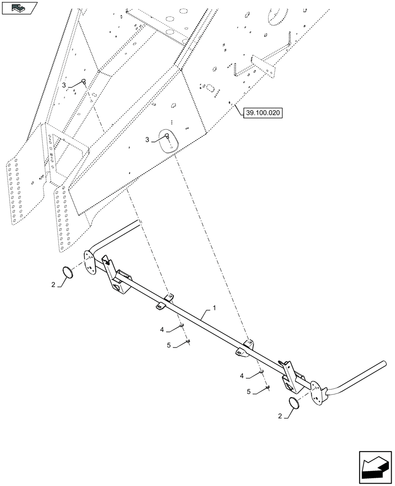 Схема запчастей Case IH LB434S - (90.118.040) - LIGHTS ARMS, RAIL (90) - PLATFORM, CAB, BODYWORK AND DECALS