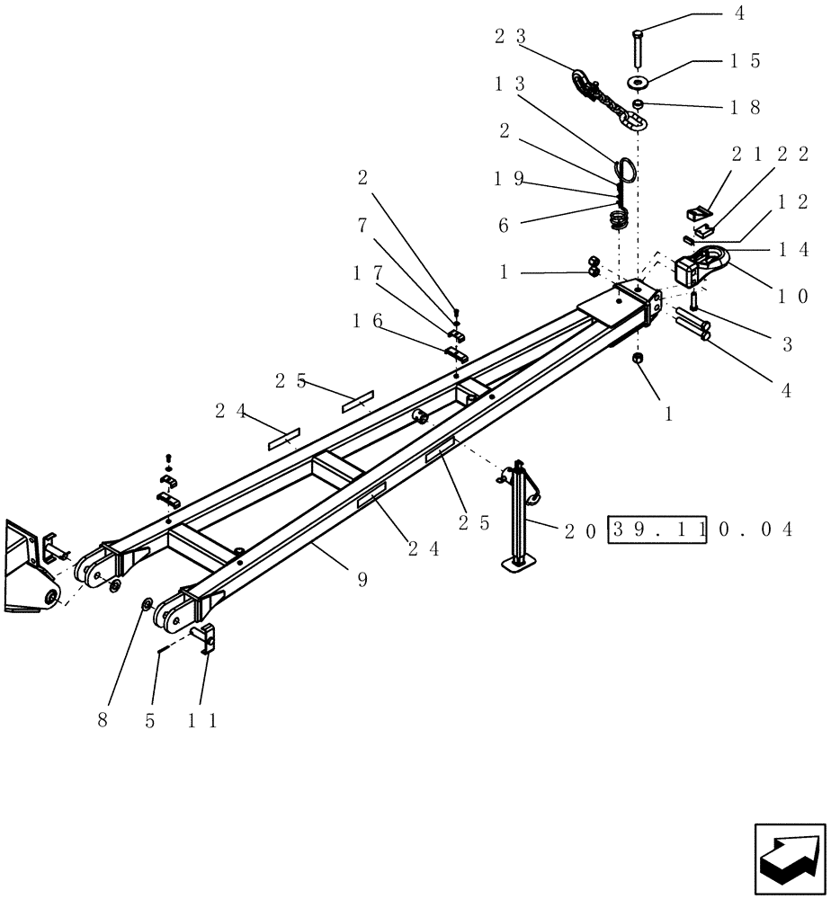 Схема запчастей Case IH 30 - (39.110.01) - DRAWPOLE (39) - FRAMES AND BALLASTING
