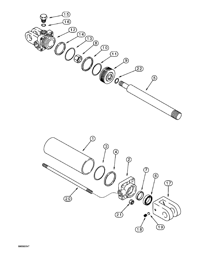 Схема запчастей Case IH 955 - (8-094) - HYDRAULIC CYLINDER - 1272402C91, INNER ROW MARKER LIFT, 12 ROW NARROW 12 ROW WIDE & 16 ROW NARROW (08) - HYDRAULICS