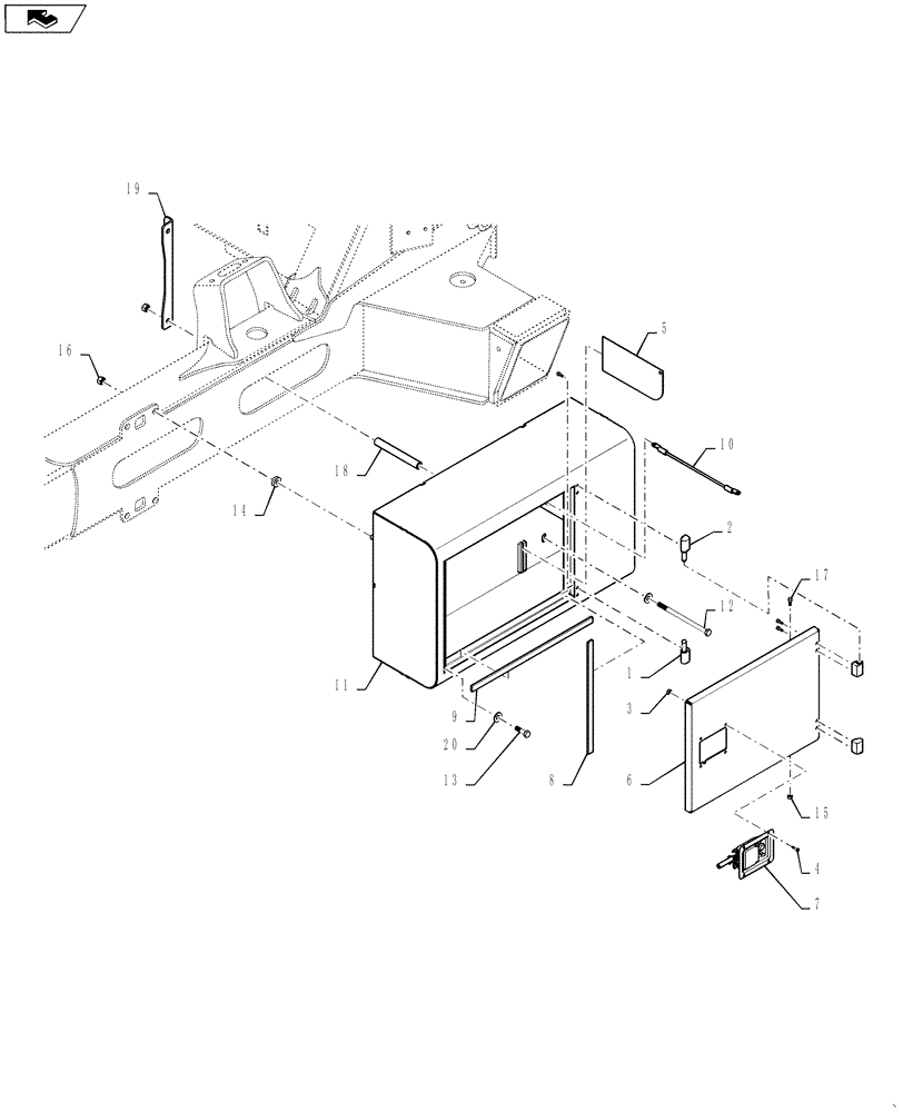 Схема запчастей Case IH 4420 - (04-049) - STORAGE BOX GROUP, LH Suspension & Frame