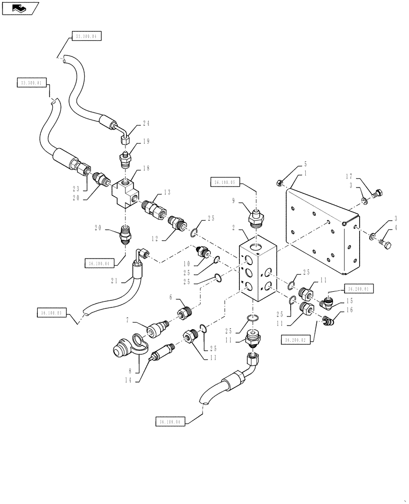 Схема запчастей Case IH TITAN 3030 - (36.100.07) - AIR MANIFOLD (36) - PNEUMATIC SYSTEM