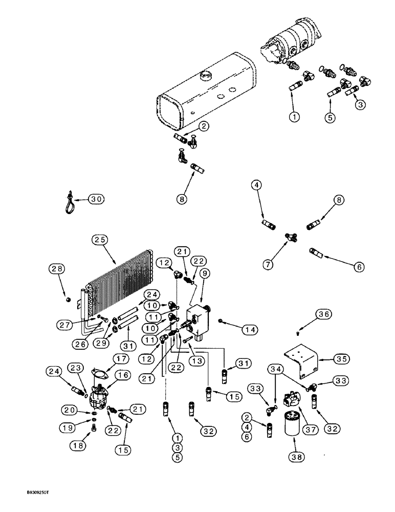 Схема запчастей Case IH 955 - (8-022) - BLOWER PUMP HYDRAULIC SYSTEM, BLOWER MODULE AND LINES, 24 ROW NARROW, FRONT FOLD (08) - HYDRAULICS