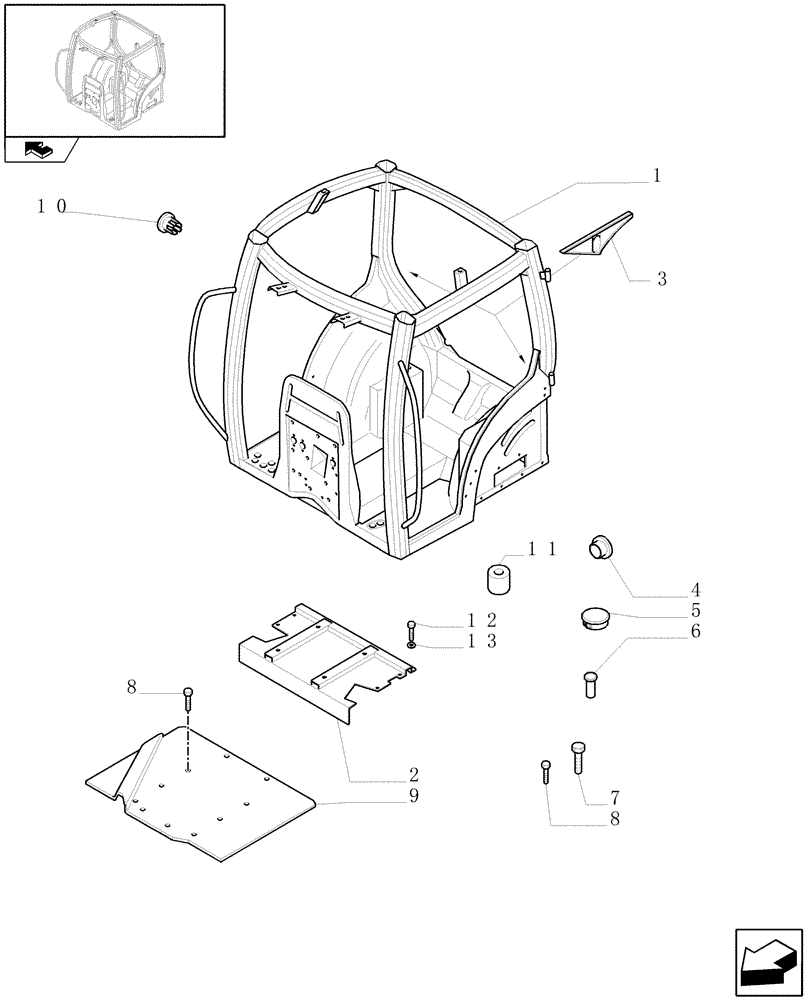 Схема запчастей Case IH PUMA 115 - (1.92.1) - CAB FRAME (10) - OPERATORS PLATFORM/CAB