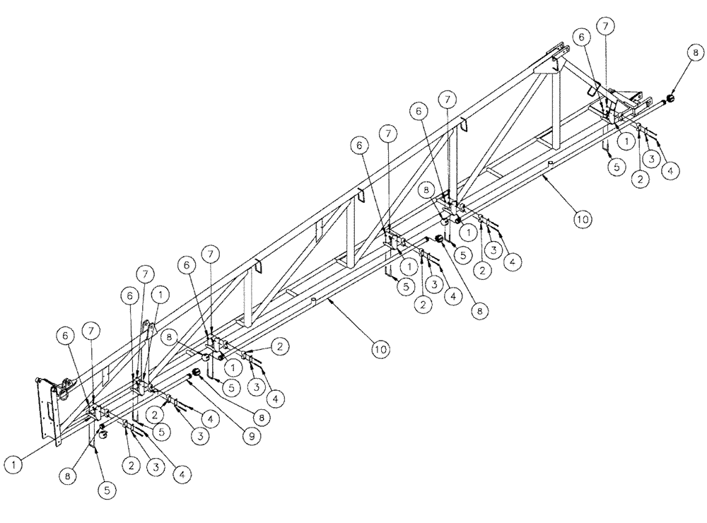 Схема запчастей Case IH SPX4260 - (09-025) - NOZZLE SPACING GROUP, 5 & 6 SECTION, MID Liquid Plumbing
