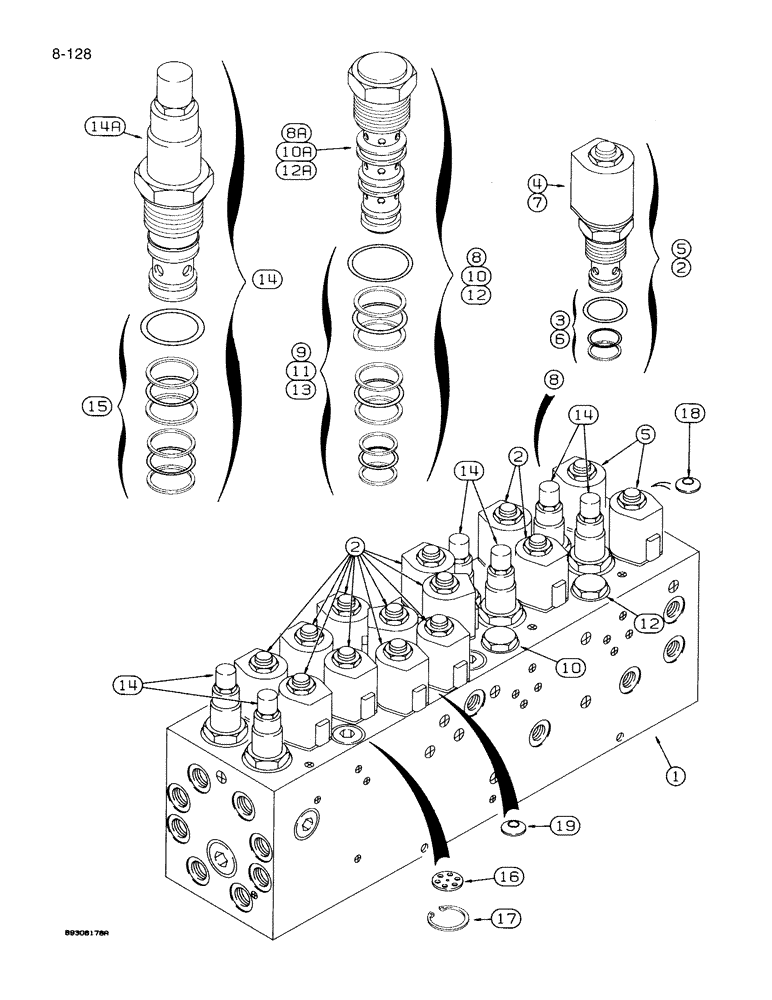 Схема запчастей Case IH 950 - (8-128) - CONTROL VALVE ASSEMBLY, PLANTER, 12 AND 16 ROW NARROW, FRONT FOLD (08) - HYDRAULICS