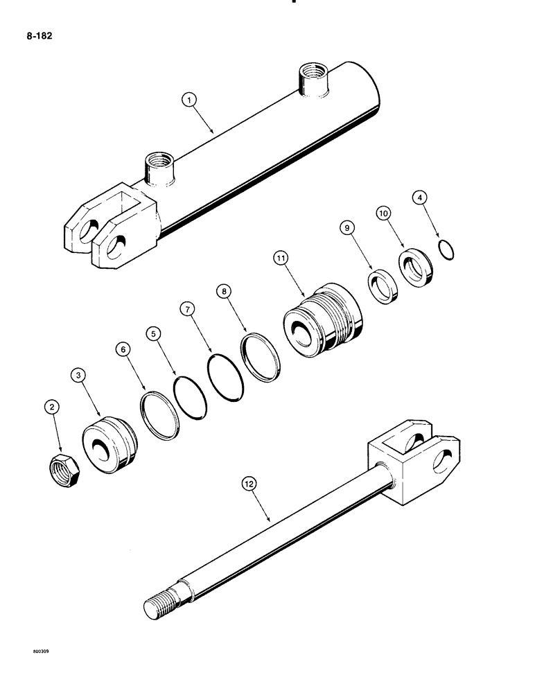 Схема запчастей Case IH 1835B - (8-182) - D61075 GRAPPLE CYLINDER (08) - HYDRAULICS