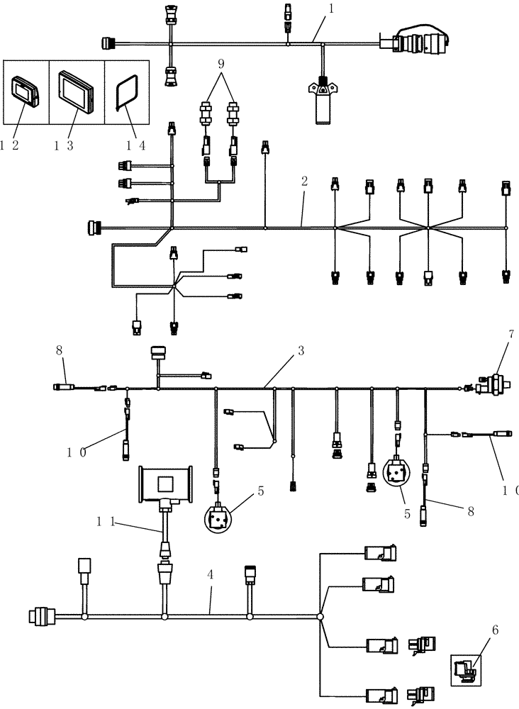 Схема запчастей Case IH 1200PT - (A.50.A[09]) - ELECTRICAL HARNESSES (ASN CBJ022252) A - Distribution Systems