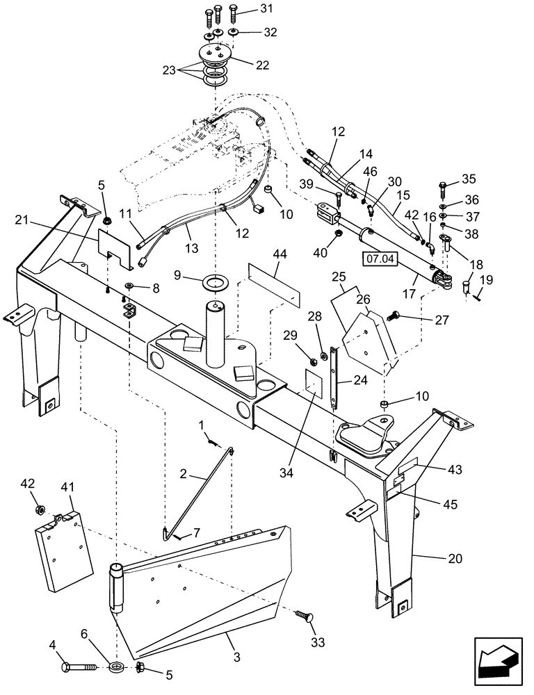 Схема запчастей Case IH DC132 - (12.12) - TRAILFRAME, REAR (12) - MAIN FRAME