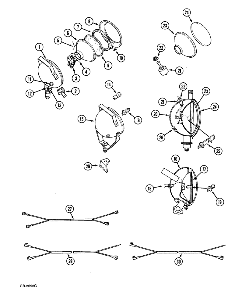 Схема запчастей Case IH 433 - (4-186) - SPOT LIGHT (04) - ELECTRICAL SYSTEMS