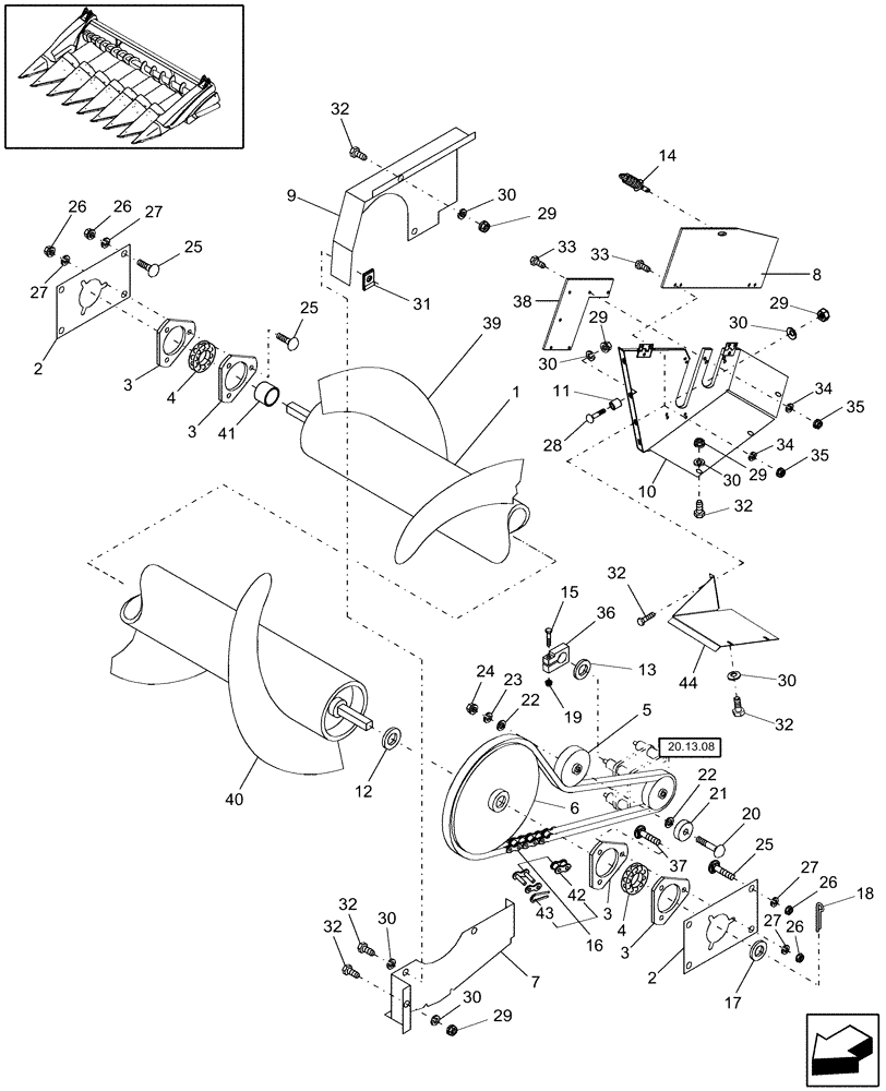 Схема запчастей Case IH 2408-36 - (20.13.06[1]) - AUGER DRIVE, SINGLE, BPIN CBJ030601 [INCLUDES HAJ PINS] (58) - ATTACHMENTS/HEADERS