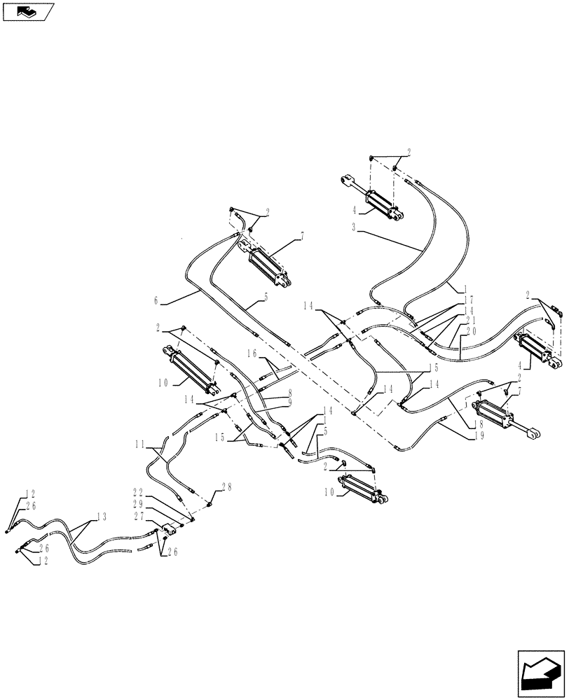 Схема запчастей Case IH 870 - (35.100.10[02]) - 13 SHANK LEVELER WITH FINISHER WING FOLD HYDRAULICS 2011 (35) - HYDRAULIC SYSTEMS