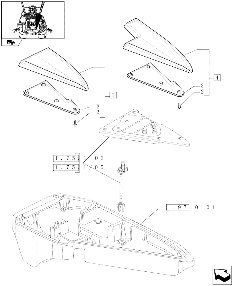 Схема запчастей Case IH PUMA 140 - (1.97.0[03]) - ARMREST CONTROL UNIT - CUSHION (10) - OPERATORS PLATFORM/CAB