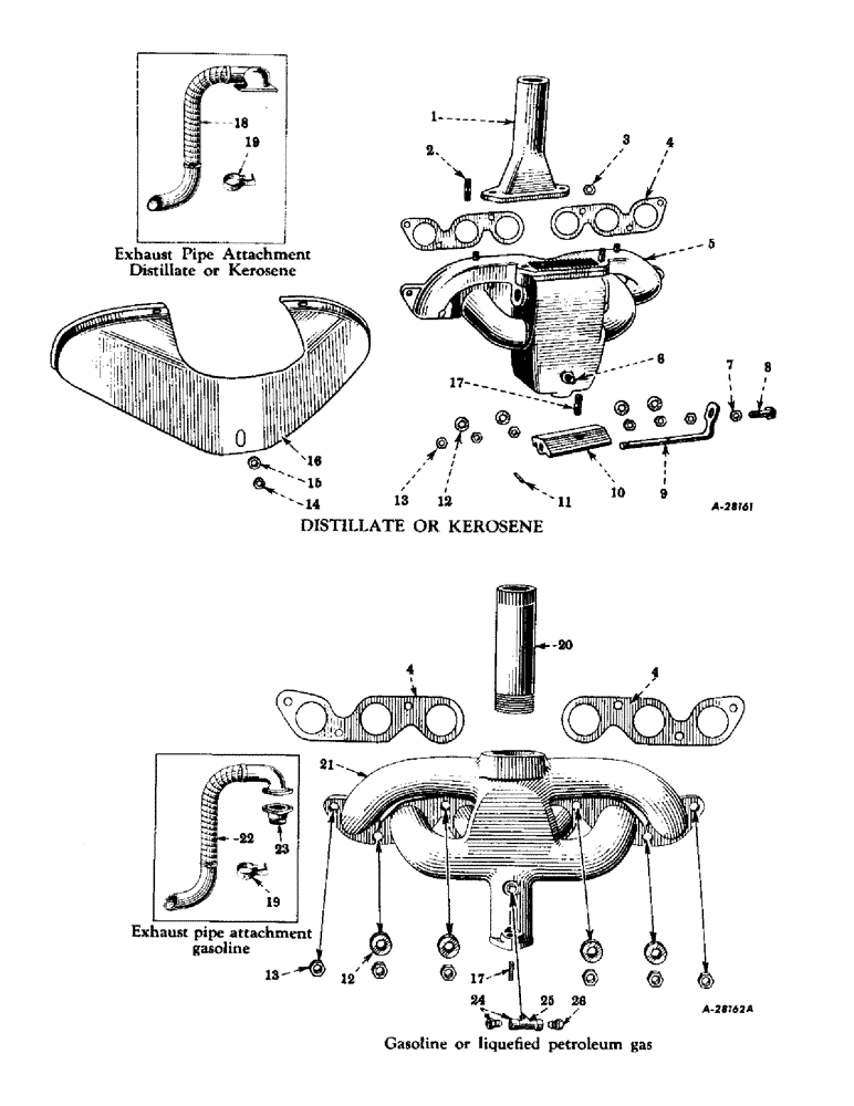 Схема запчастей Case IH SUPER M-TA - (033) - CARBURETED ENGINE, MANIFOLD AND EXHAUST PIPE (01) - ENGINE
