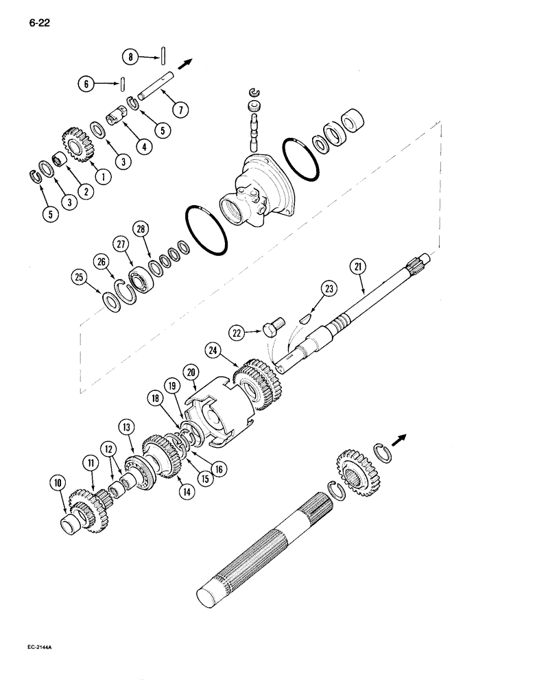 Схема запчастей Case IH 995 - (6-022) - SPEED TRANSMISSION, FORWARD AND REVERSE ATTACHMENT (06) - POWER TRAIN