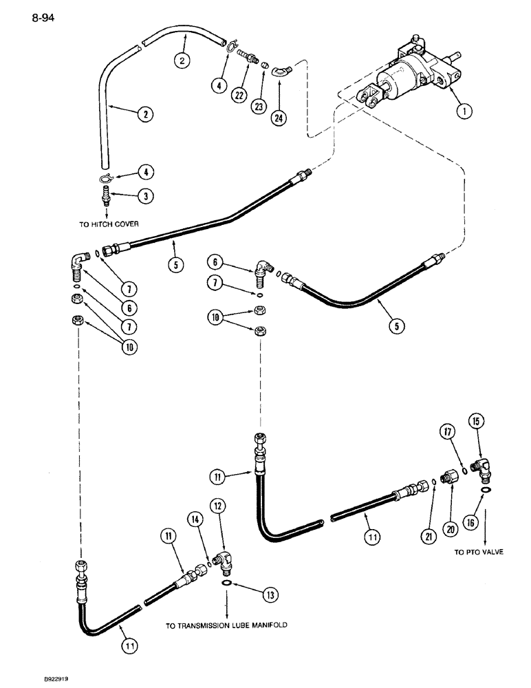Схема запчастей Case IH 7120 - (8-94) - OPERATORS SEAT HYDRAULICS, AIR/OIL SEAT, IF EQUIPPED (08) - HYDRAULICS