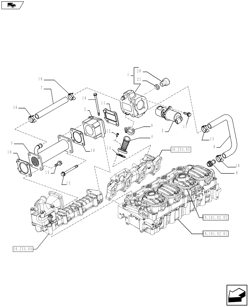 Схема запчастей Case IH F5CE5454G A001 - (10.408.01) - HEAT EXCHANGER - ENGINE - EGR GROUP (504385853) (10) - ENGINE
