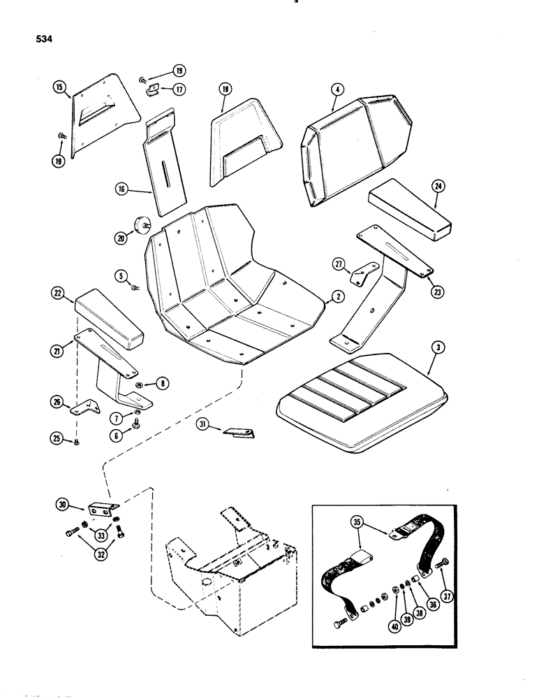 Схема запчастей Case IH 1070 - (0534) - AGRI-KING SEAT, VINYL WITHOUT CAB, 1ST USED TRACTOR SERIAL NUMBER 8736722 (09) - CHASSIS/ATTACHMENTS