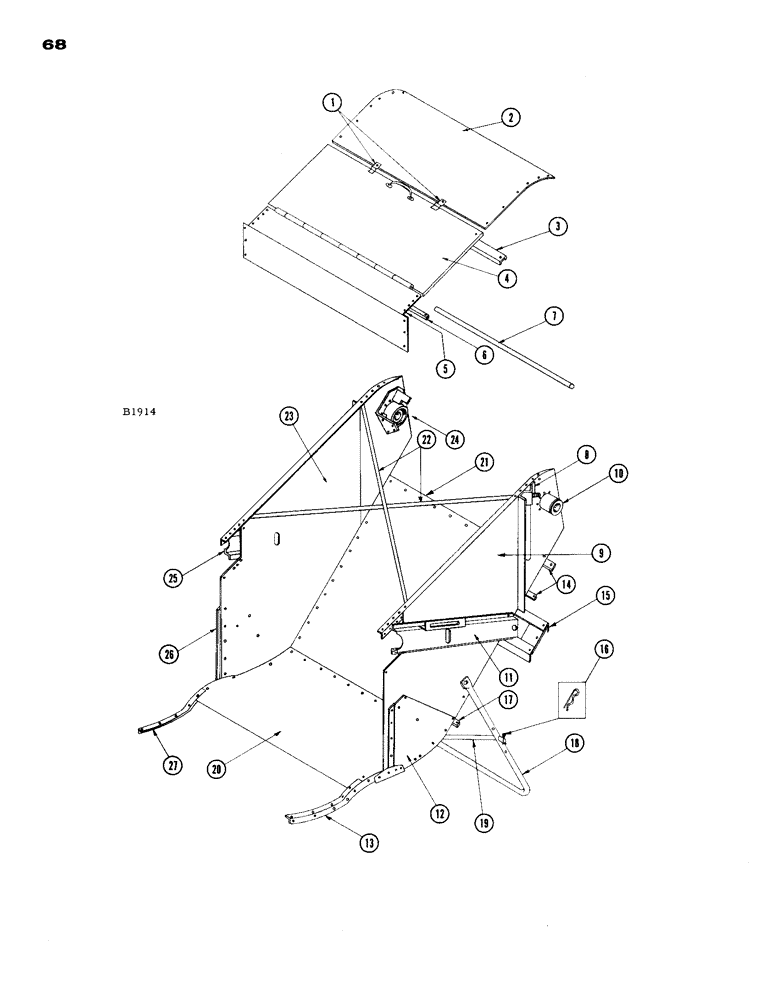 Схема запчастей Case IH 1660 - (068) - FEEDER SPOUT (60) - PRODUCT FEEDING