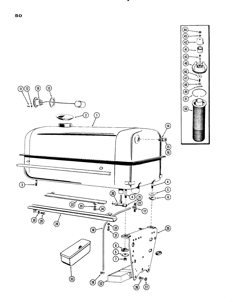 Схема запчастей Case IH 730 SERIES - (050) - FUEL TANK, 267 AND 301 DIESEL ENGINES, USED PRIOR TO TRAC. S/N 8201146 (03) - FUEL SYSTEM