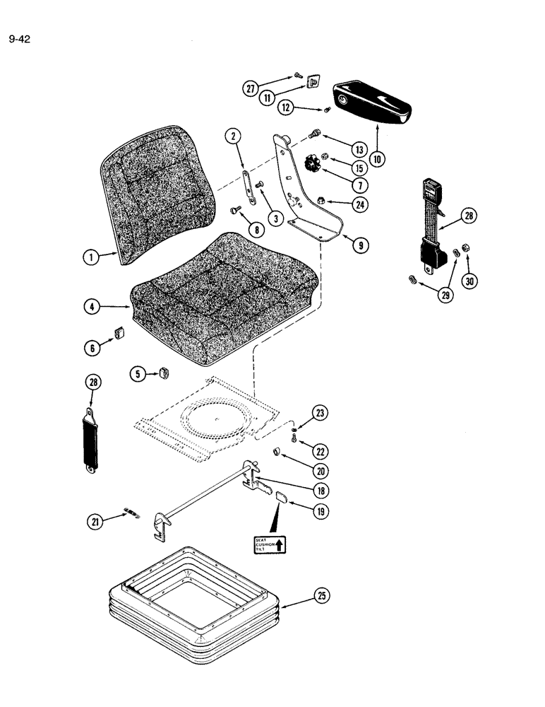 Схема запчастей Case IH 3594 - (9-042) - CLOTH SEAT, AIR/OIL SUSPENSION (09) - CHASSIS/ATTACHMENTS