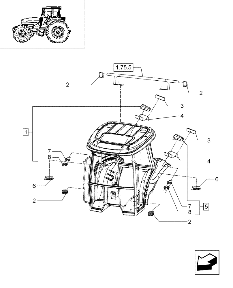 Схема запчастей Case IH JX65 - (1.92.0[25]) - CAB - LIGHTING DEVICES - FRONT AND REAR LIGHTS (NA ONLY) (10) - OPERATORS PLATFORM/CAB