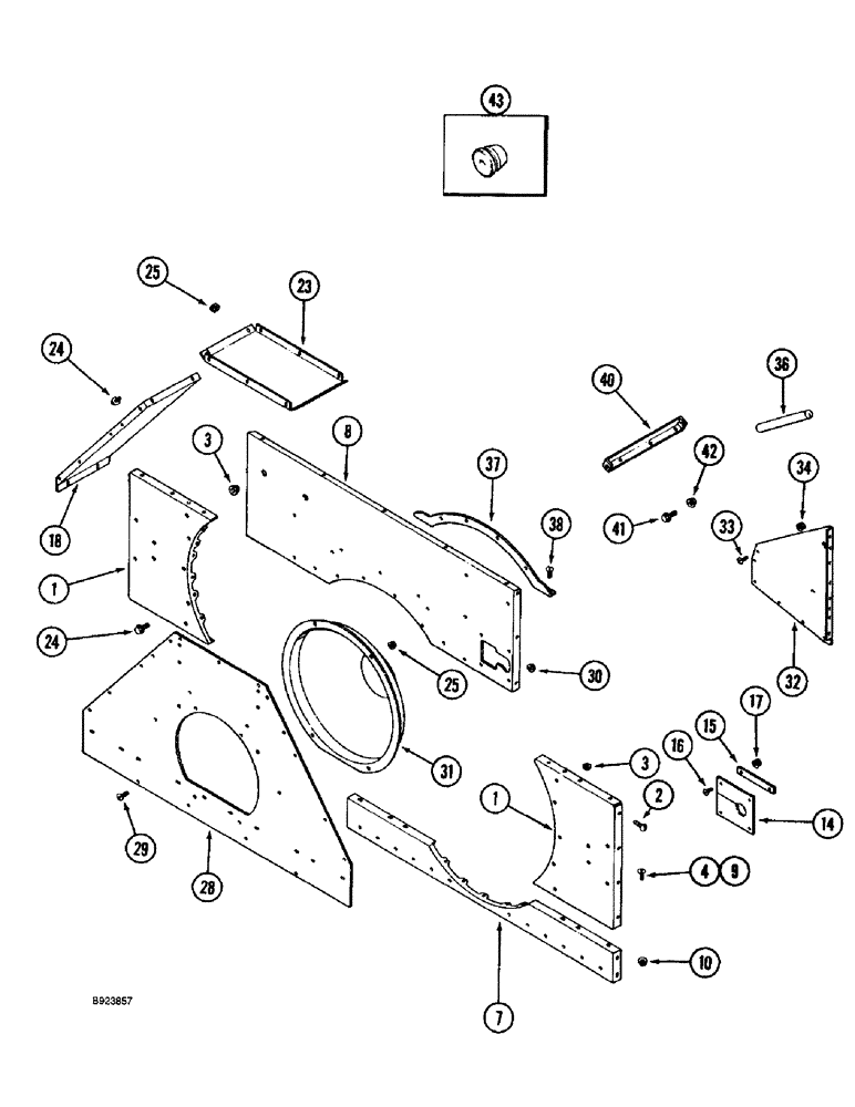 Схема запчастей Case IH 1688 - (9B-22) - CAGE, REAR (14) - ROTOR, CONCANVES & SIEVE