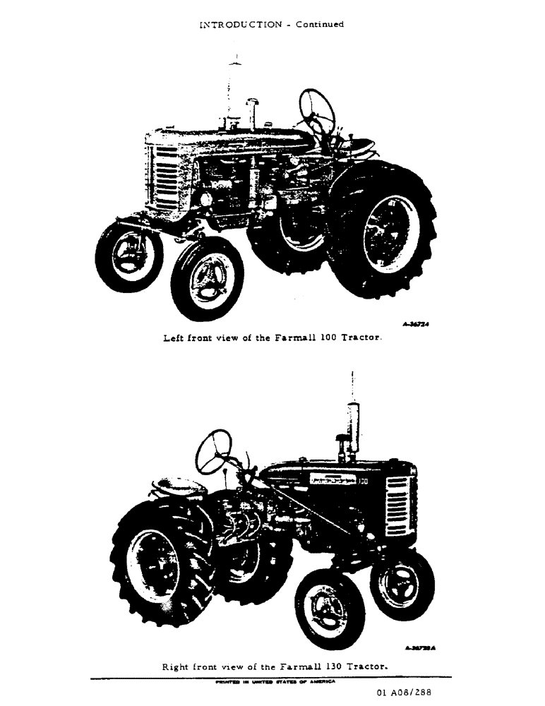 Схема запчастей Case IH 100 - (01-12) - INTRODUCTION - LEFT FRONT VIEW OF FARMALL 100 TRACTOR, RIGHT FRONT VIEW OF FARMALL 130 TRACTOR (00) - GENERAL