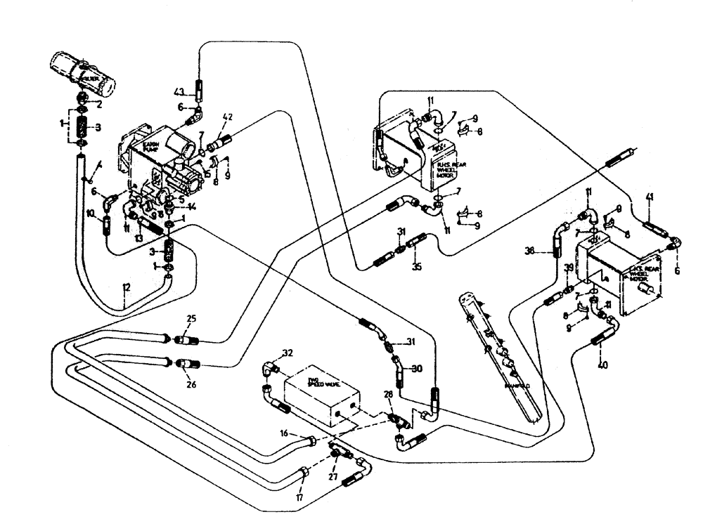 Схема запчастей Case IH 7000 - (B06-55) - HYDRAULIC CIRCUIT, (TRANSMISSION 7000 ... WITH 2-SPEED Hydraulic Components & Circuits