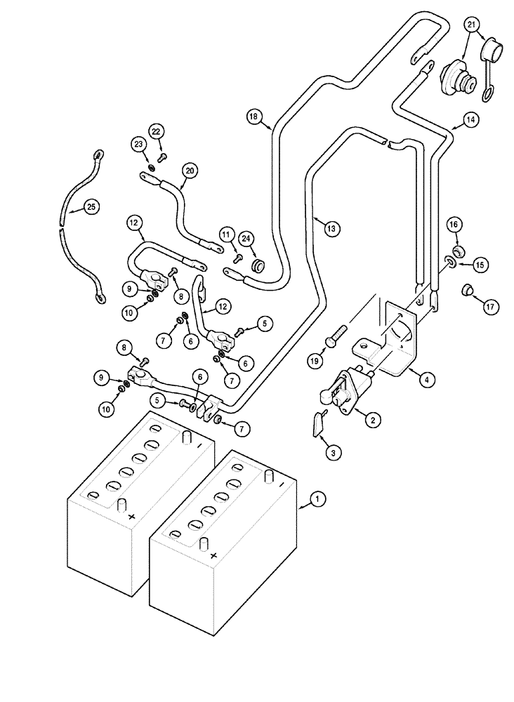 Схема запчастей Case IH MX120 - (04-14) - BATTERY AND CABLES (04) - ELECTRICAL SYSTEMS