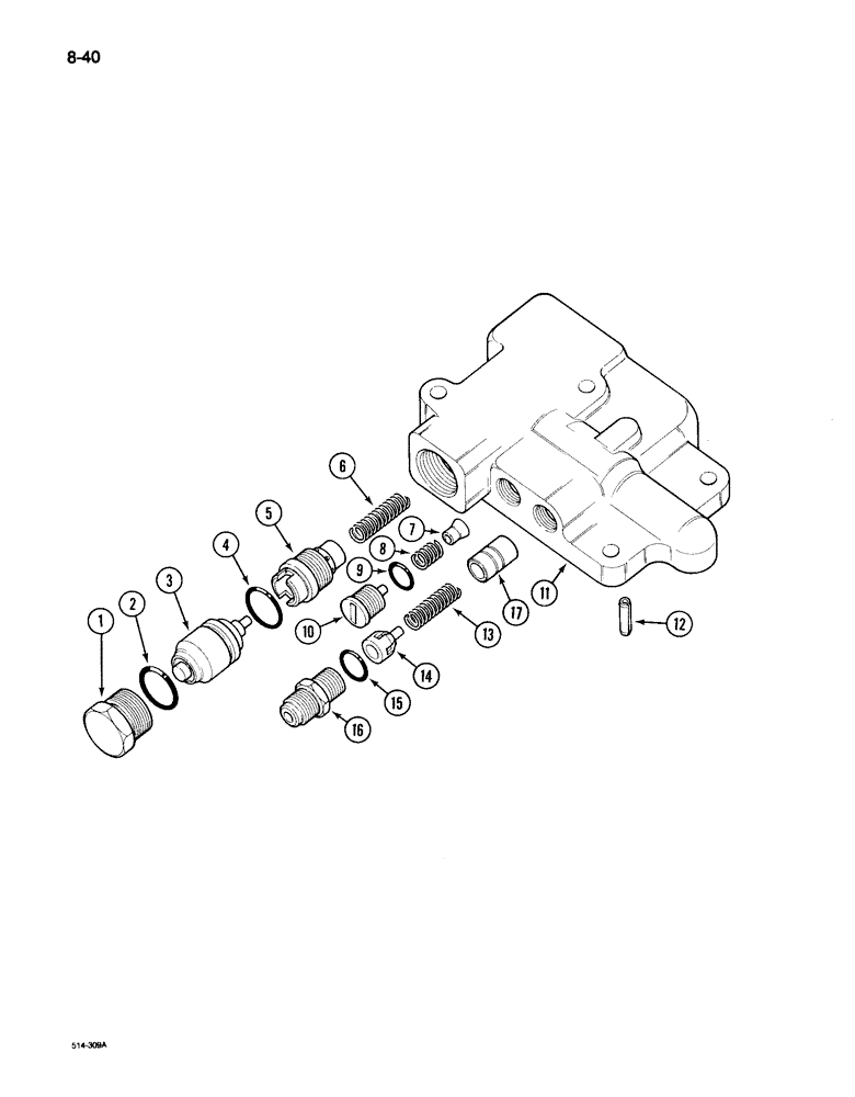 Схема запчастей Case IH 495 - (8-040) - DRAFT CONTROL, UNLOADING AND FLOW CONTROL VALVE (08) - HYDRAULICS